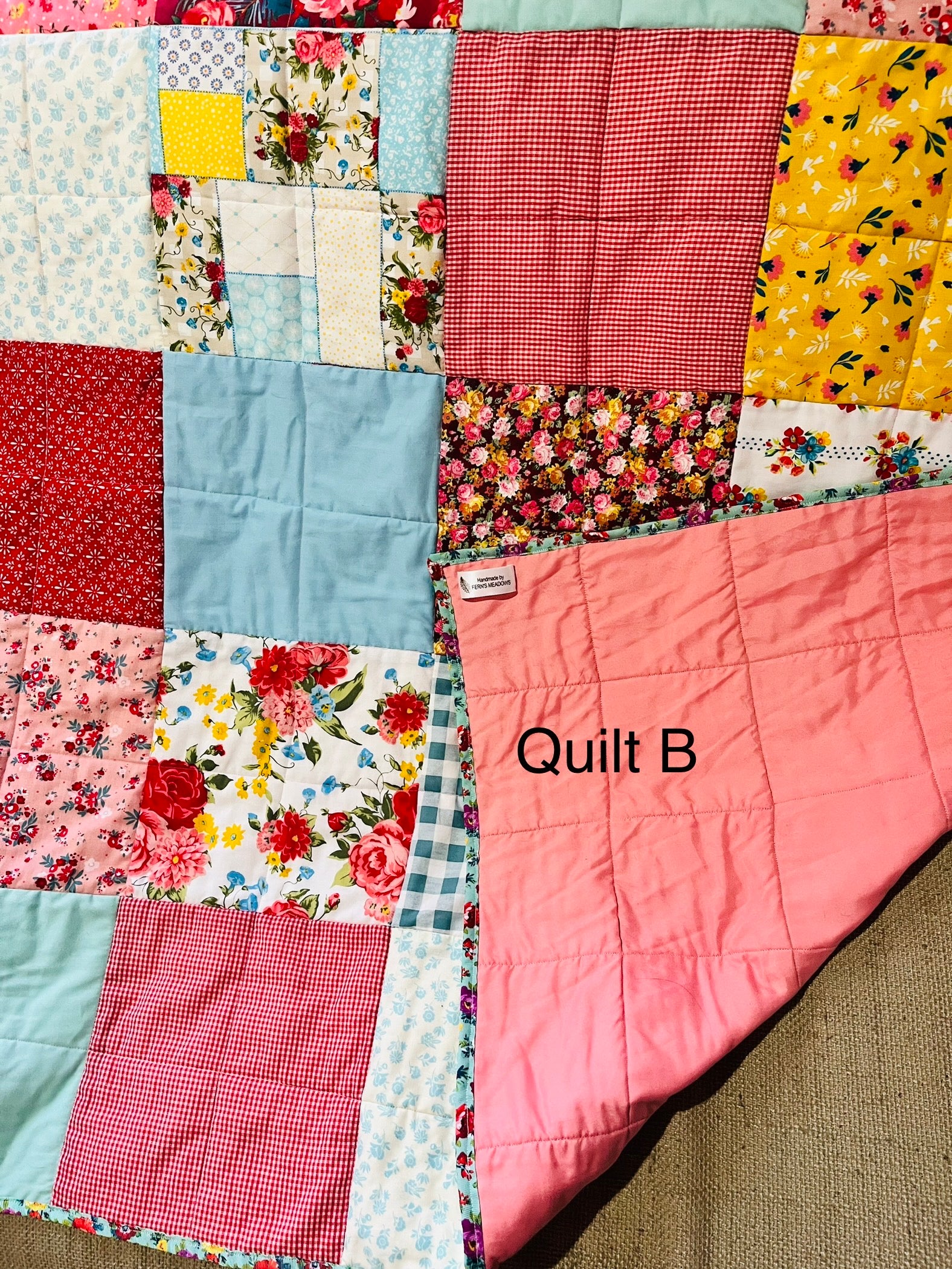 Vintage cotton handmade deals patchwork quilt